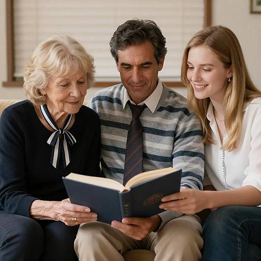 Family Reading a Book Together