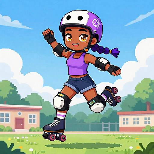 Sun-Kissed Roller Derby Jumping Pose