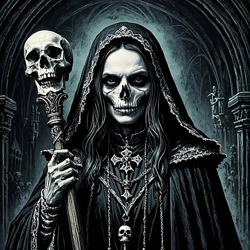 Female Necromancer with Skull Staff