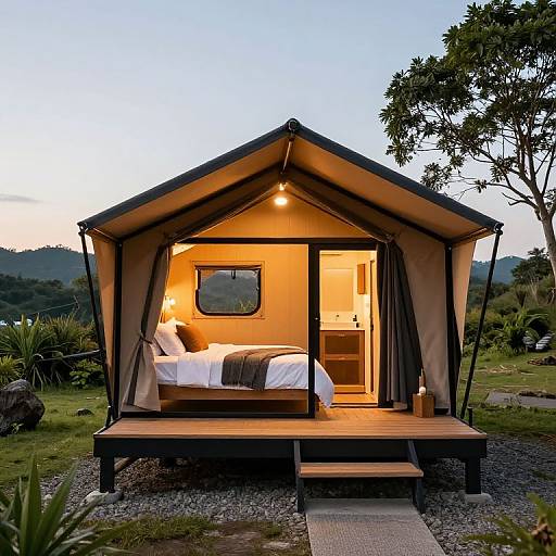 Cozy Bed Glamping Cabin