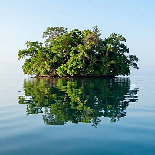 Floating Island with Mirrored Reflection