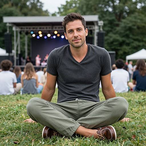 Man Relaxing in Lush Park Vibe
