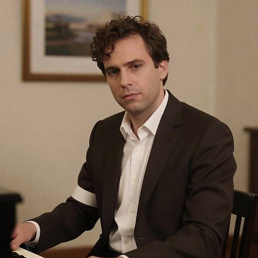 Man in Suit Playing Piano