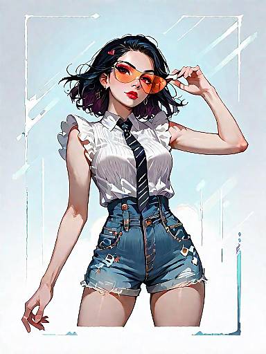 Casual Summer Woman in White Blouse