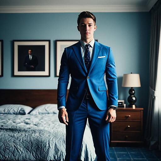 Young Man in Blue Suit