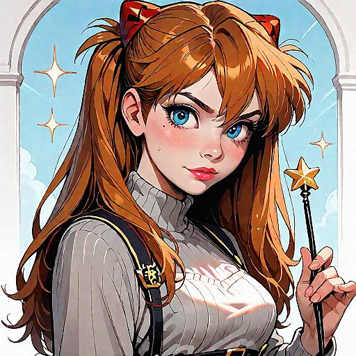 Cute Hogwarts Girl Portrait with Wand