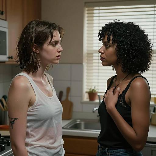 Two Women Facing Each Other in Kitchen
