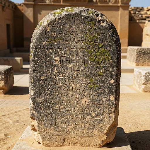 Ancient Syriac Script on Stone Tablet