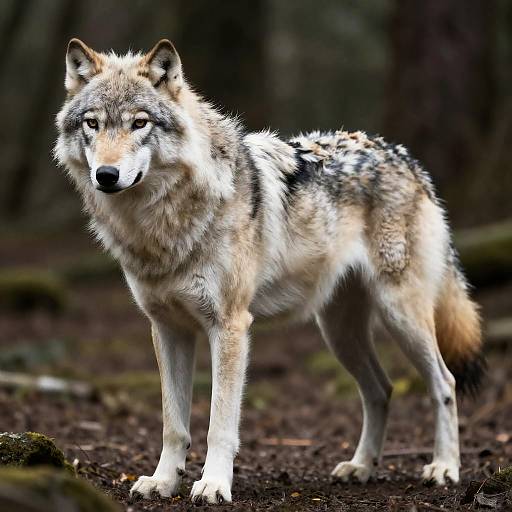 Realistic White Wolf in Forest