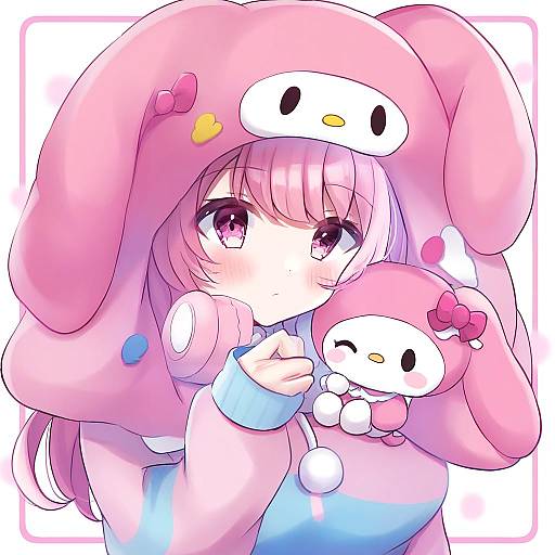 Illustration of My melody, sanrio in the style of Minami saki