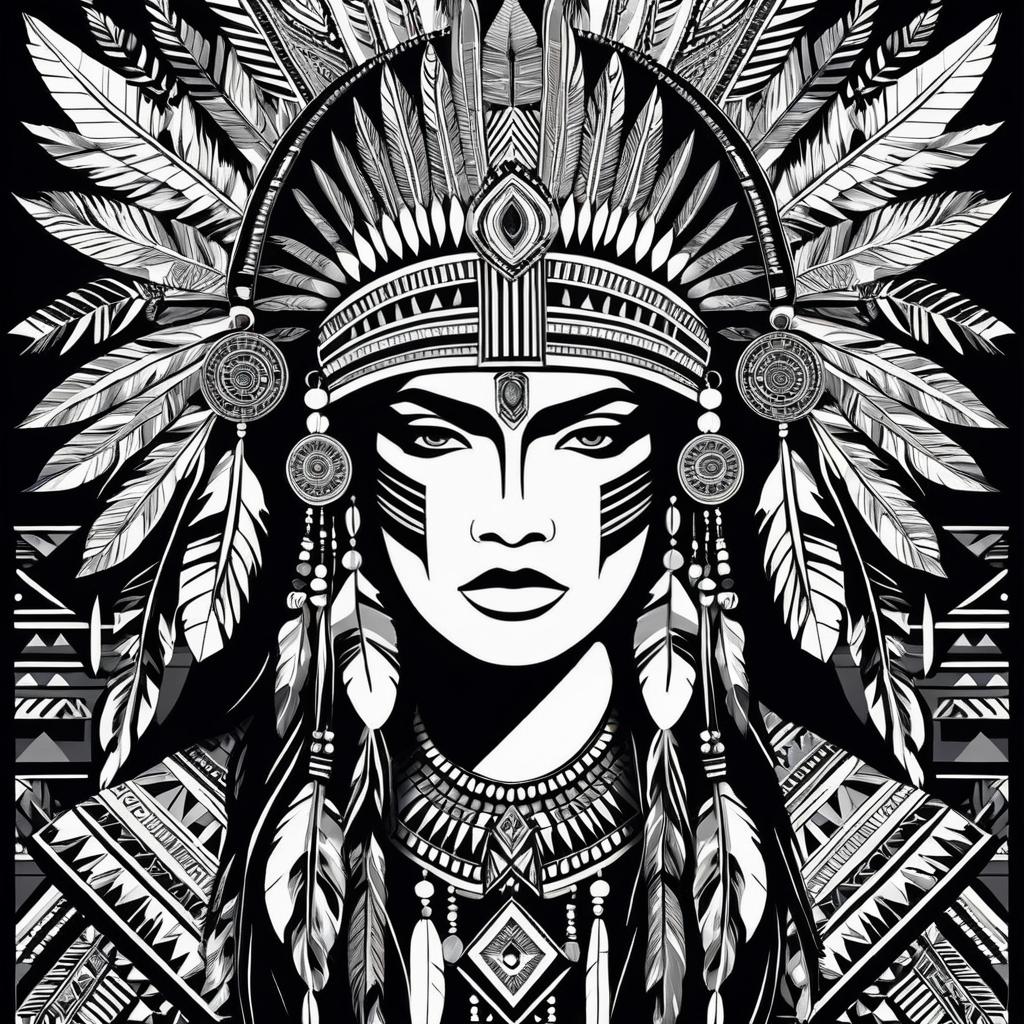 Aztec Warrior Block Print Design