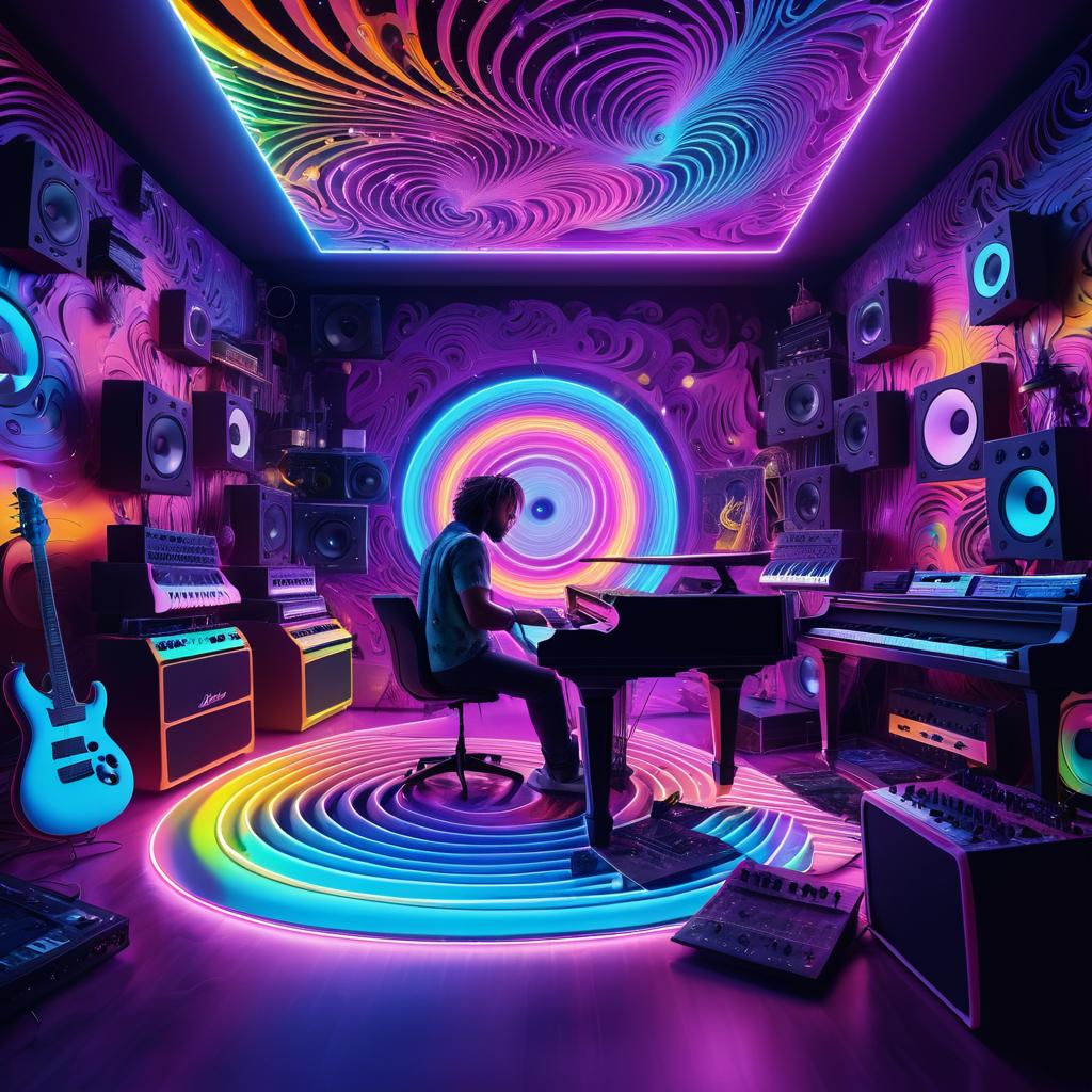 Vibrant Music Studio Composition Scene