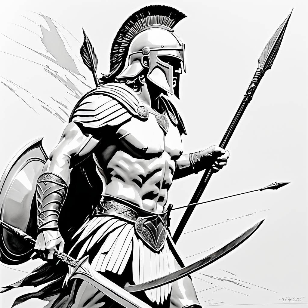 Achilles in Hyper-Realistic Pencil Art