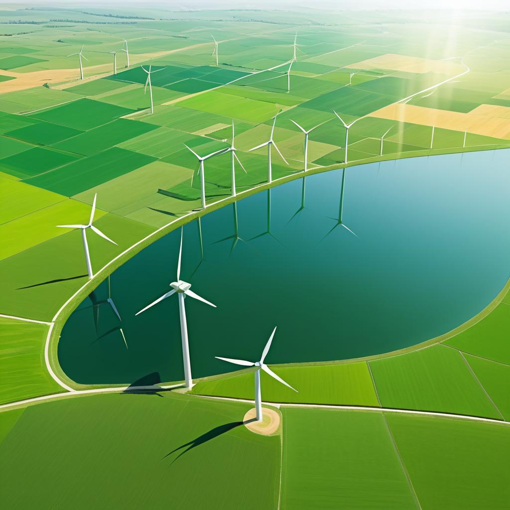 Green Energy Landscape with Wind Turbines