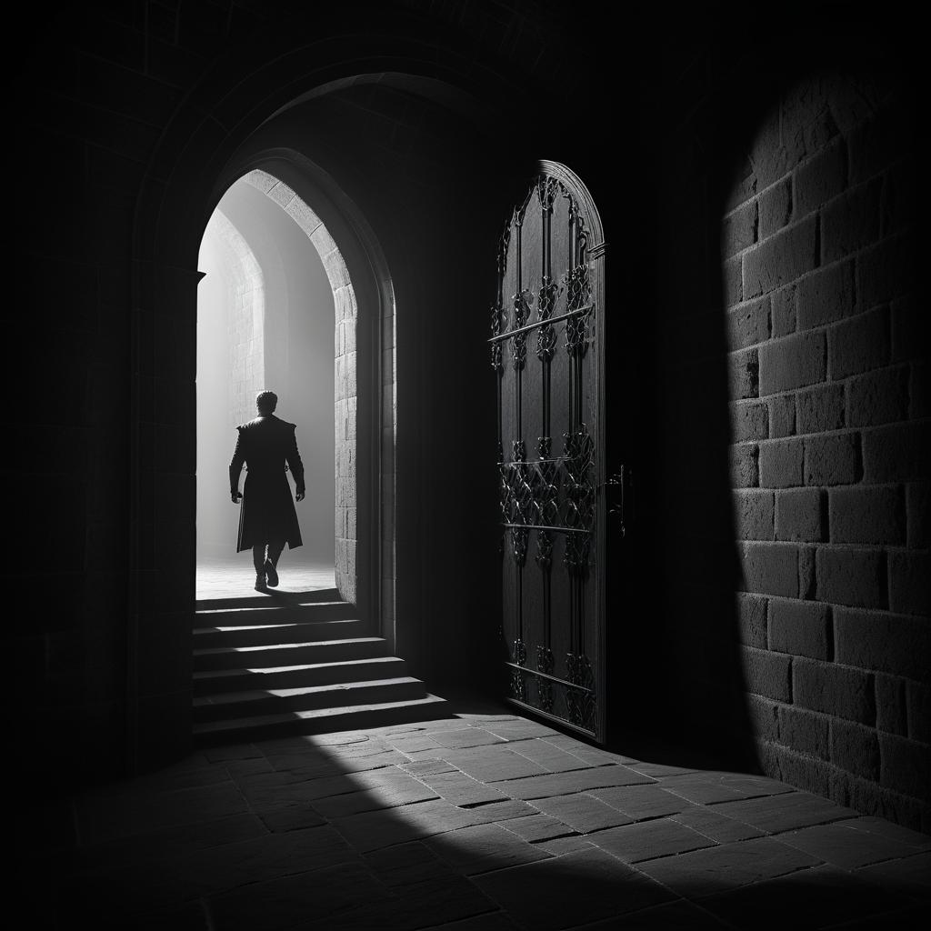 Gothic Flapper in Dim Castle Scene