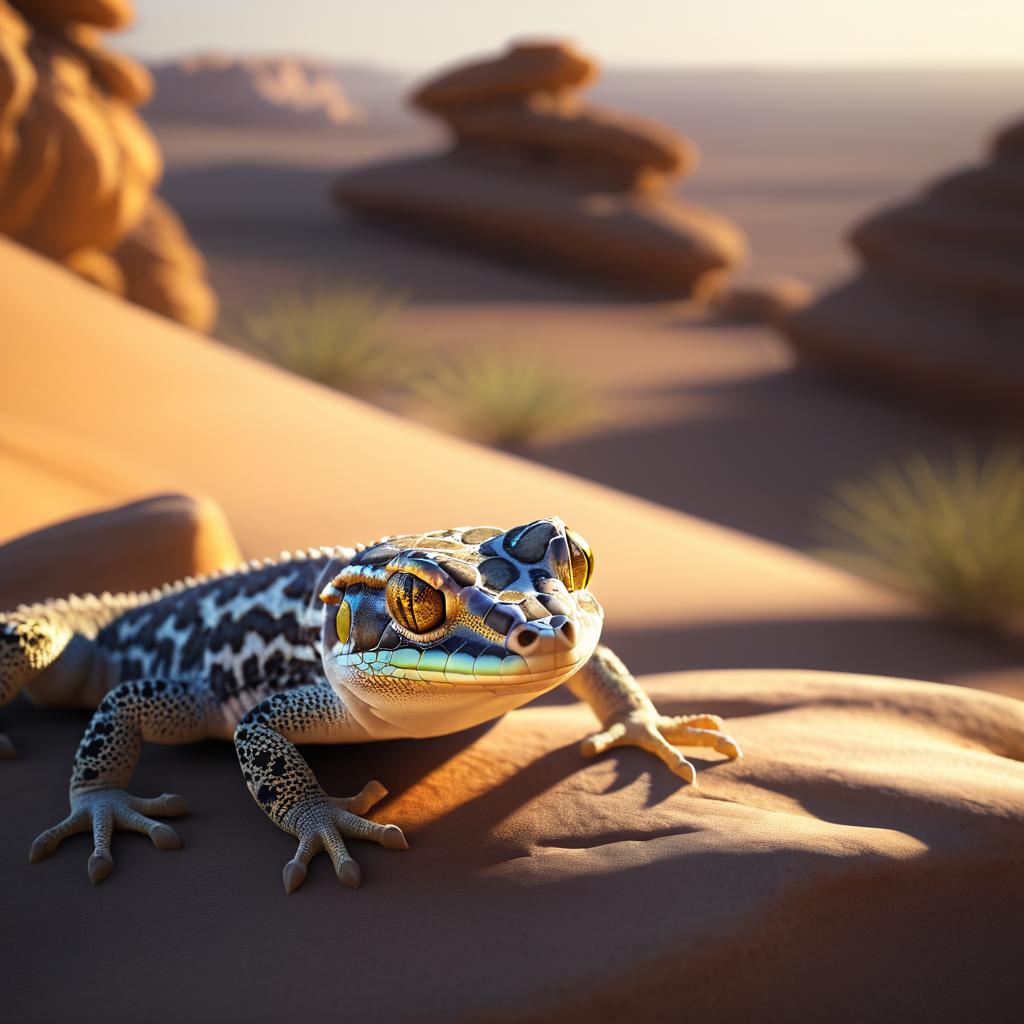 Dramatic Gecko Portrait in Desert Setting