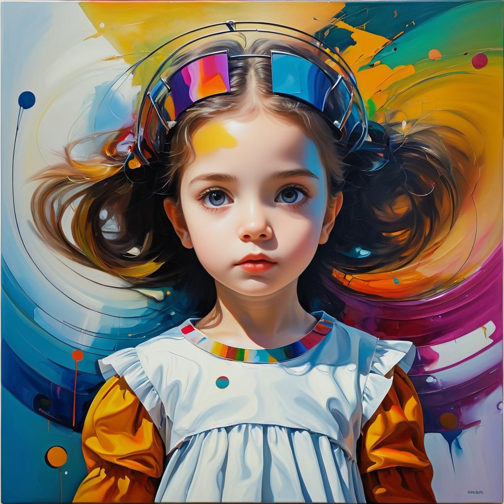 Curious Young Girl in Avant-Garde Colors