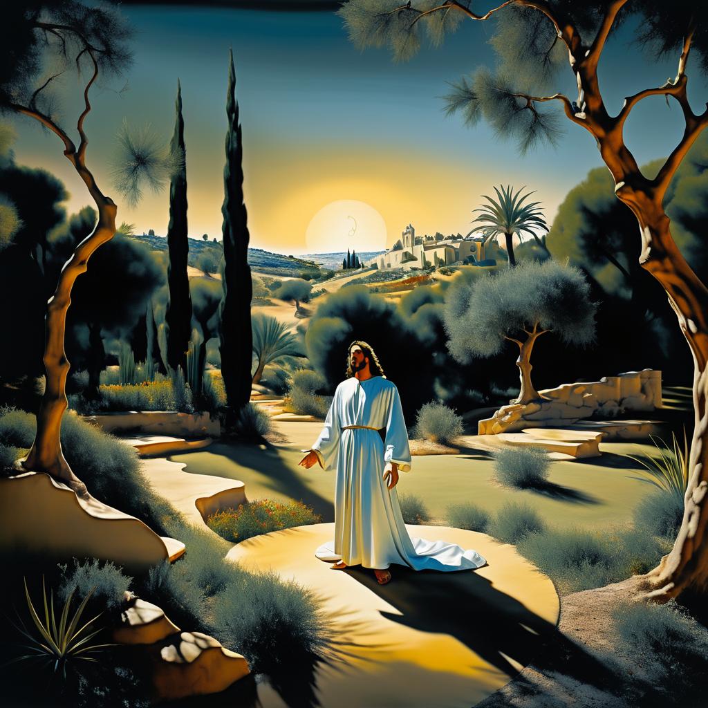 Surrealist Jesus in Gethsemane Garden