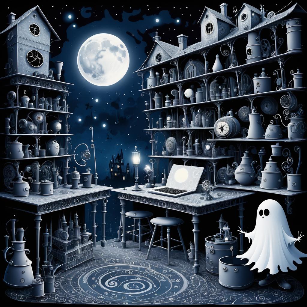 Lonely Ghost in a Whimsical Workshop