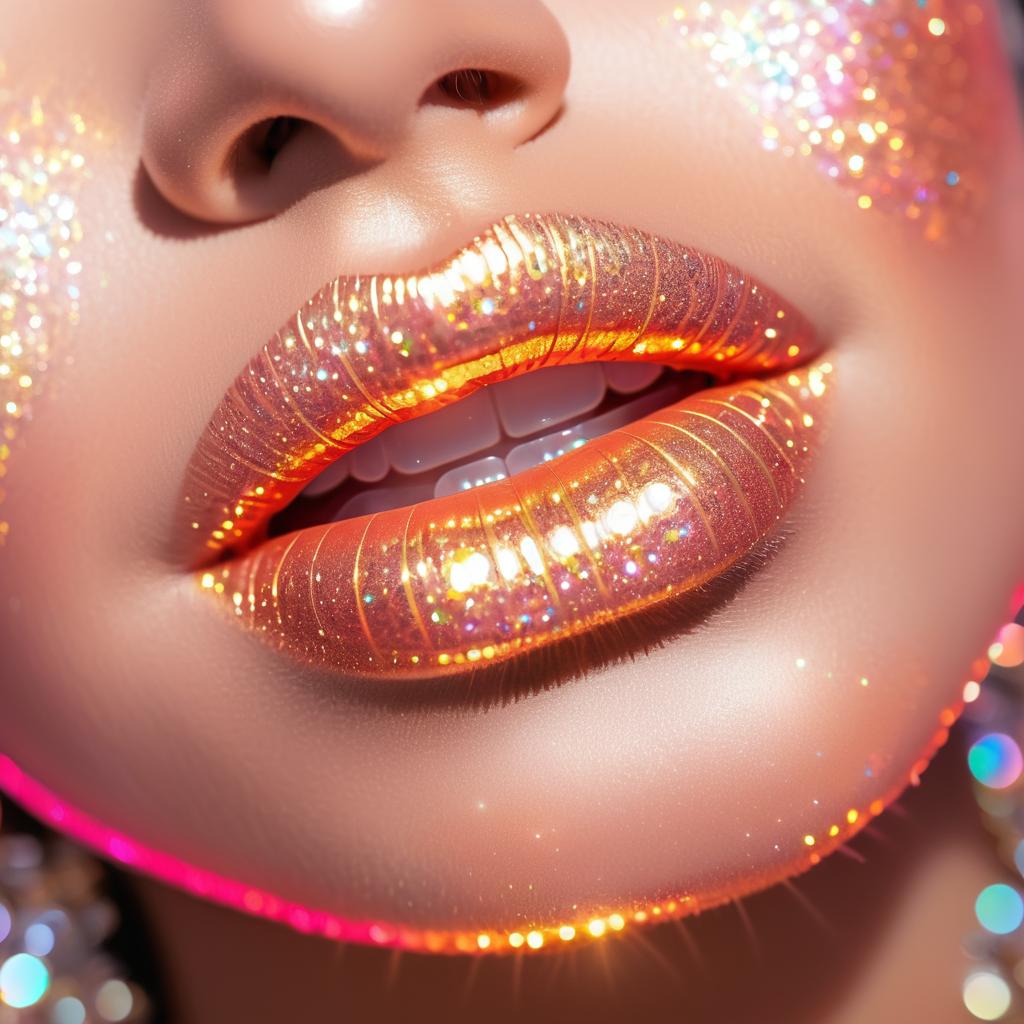 Glamorous Close-Up of Glittery Lips