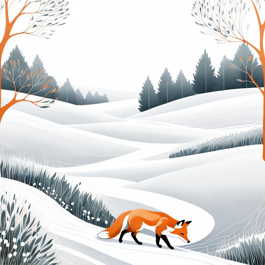 Minimalistic Fox Illustration in Landscape Style