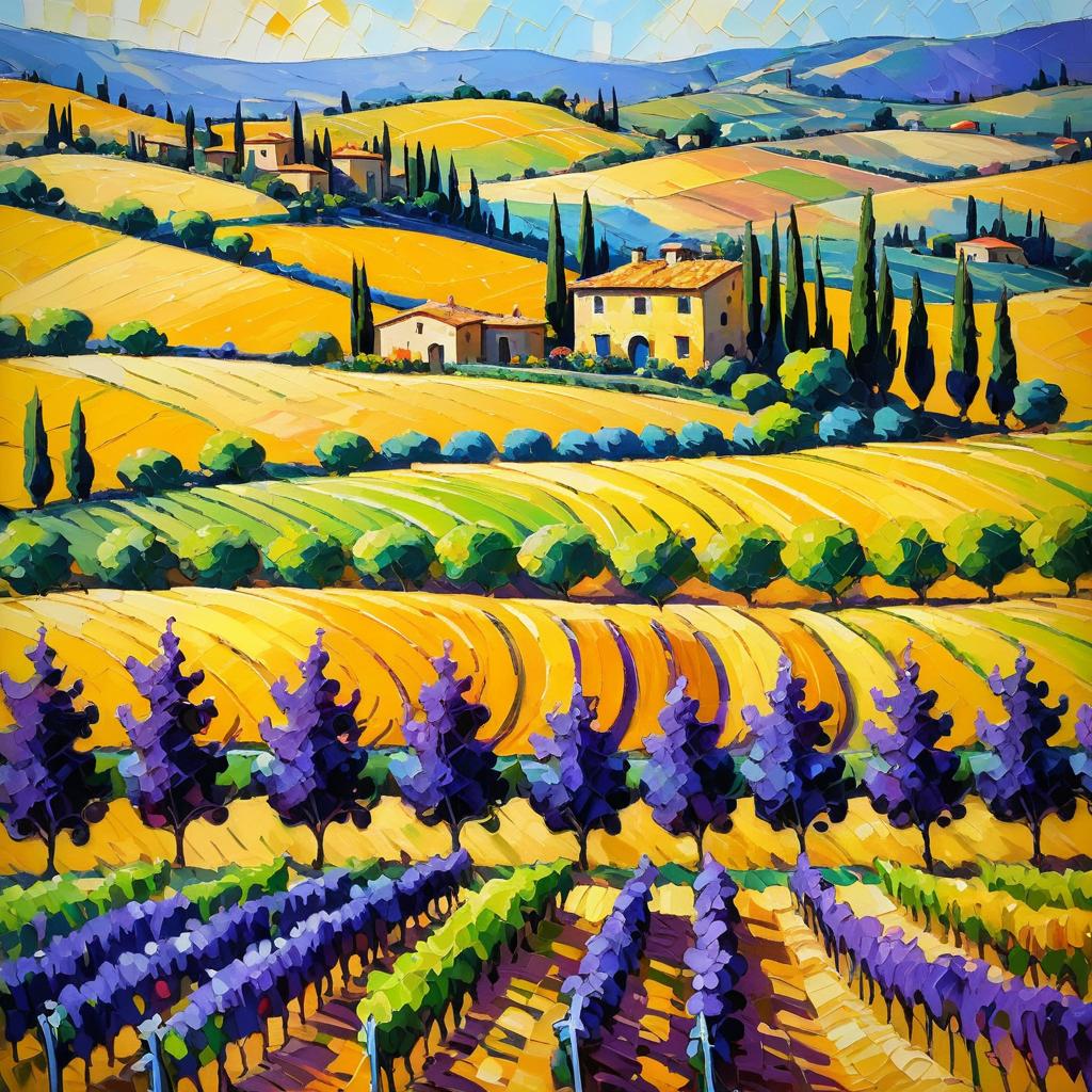 Impressionistic Vineyard Scene in Tuscany