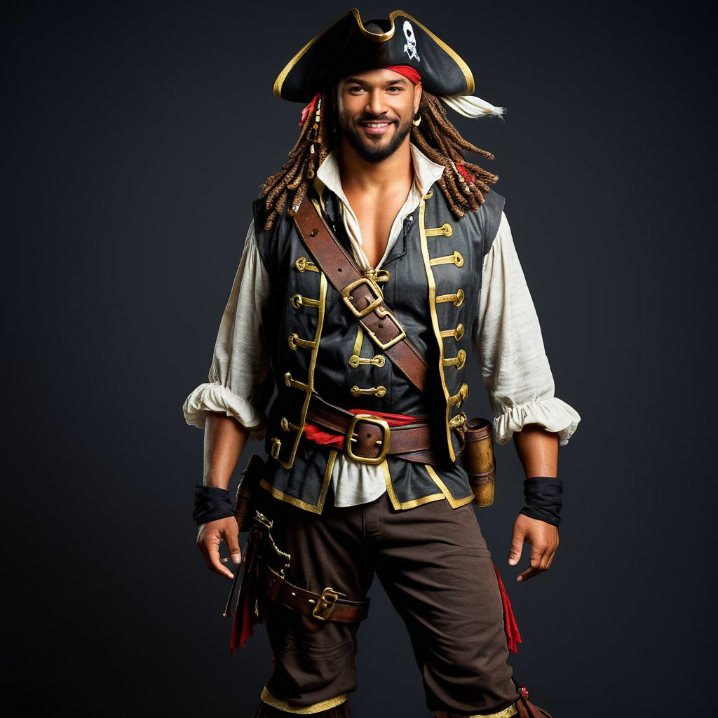 Winking Treasure Hunter in Pirate Costume