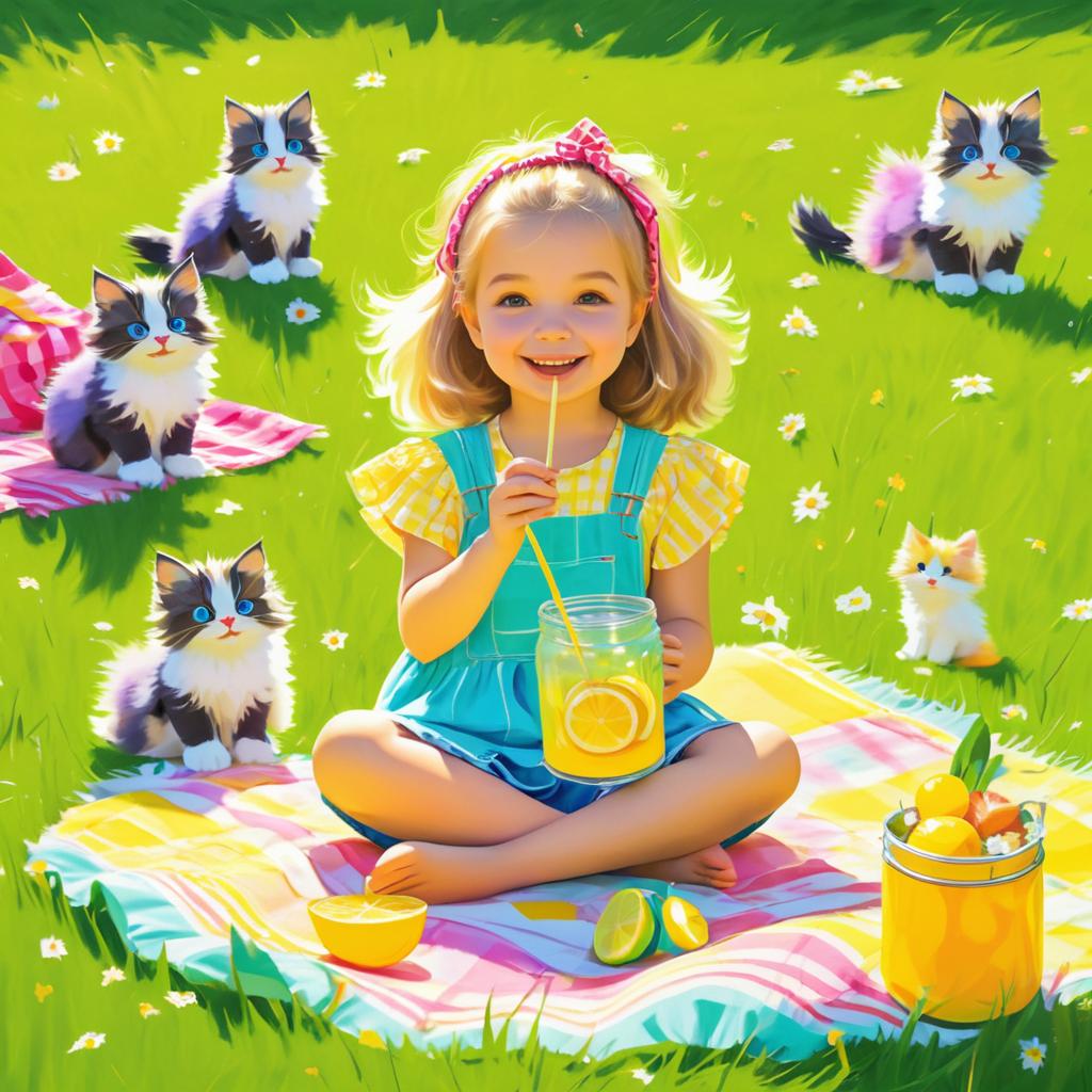 Joyful Picnic with Kittens and Lemonade