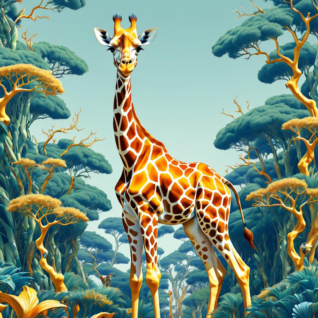 Detailed Giraffe Digital Illustration by James Jean