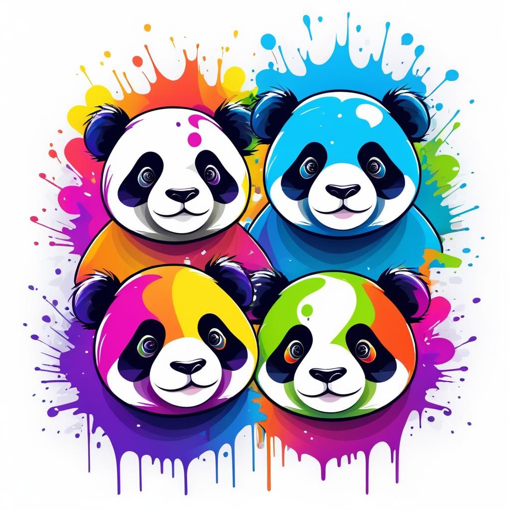 Vibrant Panda Graffiti T-Shirt Design