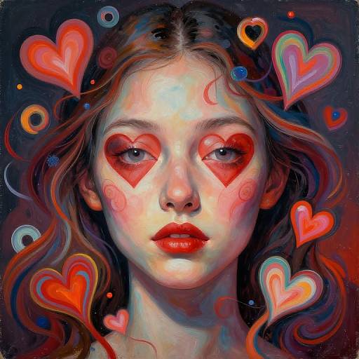 Surreal Hearted Portrait with Motifs