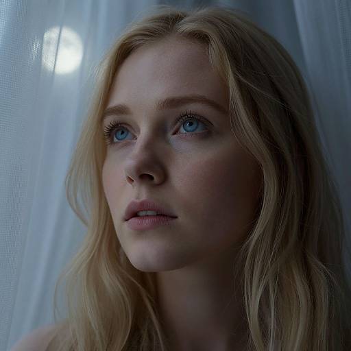 Enigmatic Nordic Woman in Moonlight