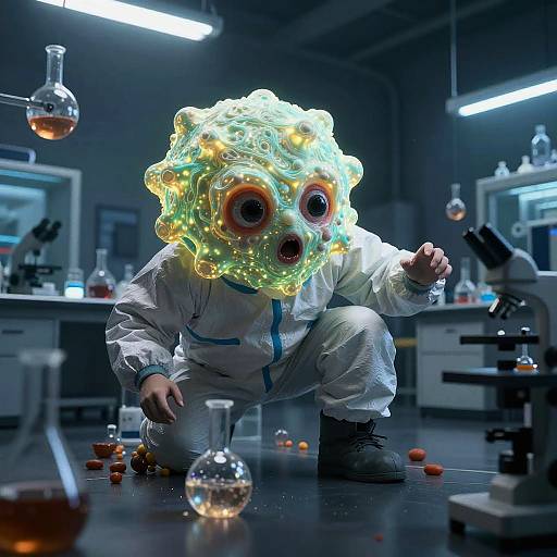 Bioluminescent Blob Horror in Lab