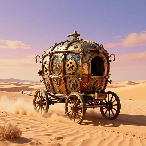 Steampunk Clockwork Caravan in Desert