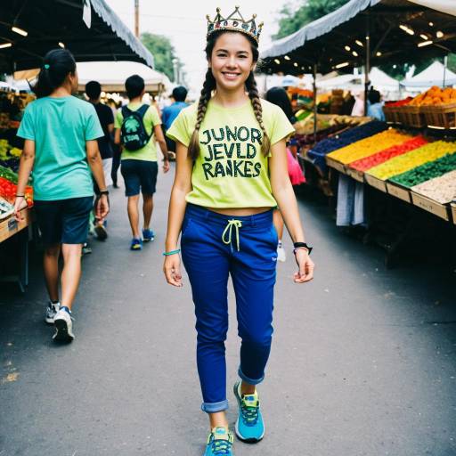 Young Woman Wearing Crown at Outdoor Market