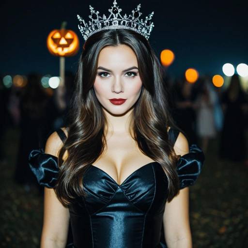 Woman in Dark Queen Halloween Costume