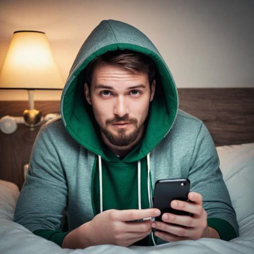 Casual Guy with Phone on Bed