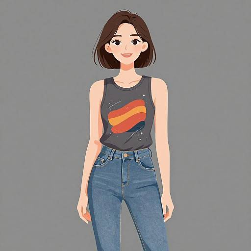 Smiling Woman in Stylish Casual Wear