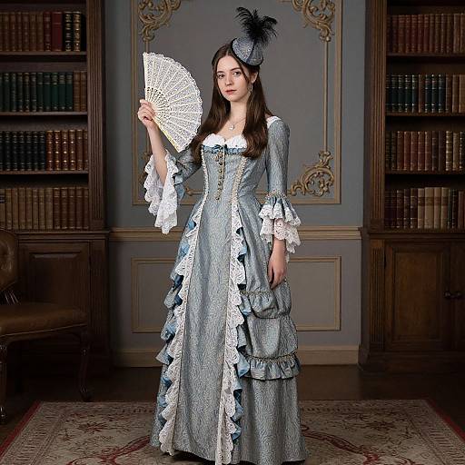 Regency Era Woman in Blue Gown
