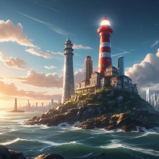 Stunning Lighthouse Concept Art in Coastal Town Stunning Lighthouse Concept Art in Coastal Town