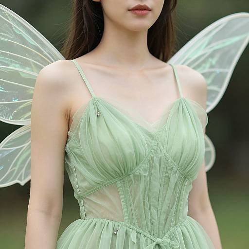 Sage Green Fairy Costume Close-Up