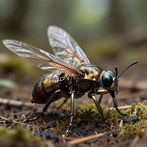 Realistic Mechanical Insect Close-Up