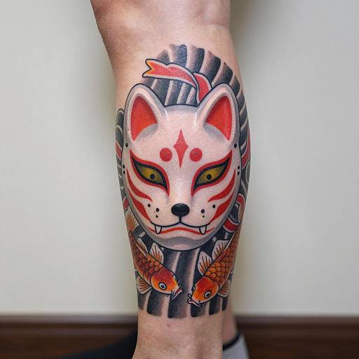 Traditional Japanese Tattoo of Fox Mask