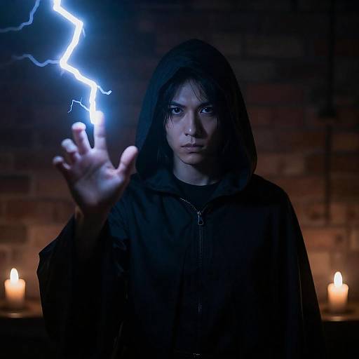 Mysterious Hooded Sorcerer in Shadow