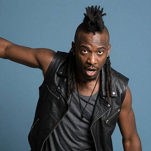 Intense Portrait of Black Man with Mohawk