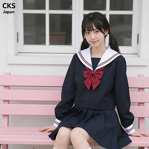 Japanese Student in Sailor Uniform Portrait