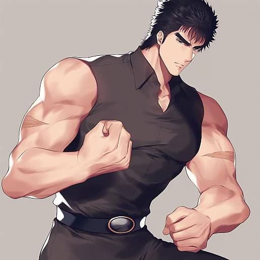 Illustration of Kenshiro, hokuto no ken in the style of Necomi