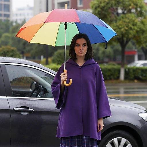 Rainy Day Elegance with Umbrella