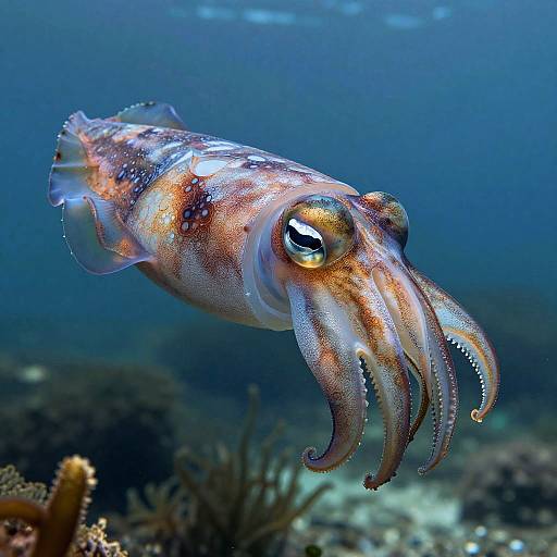 Realistic Detailed Cuttlefish Underwater Art