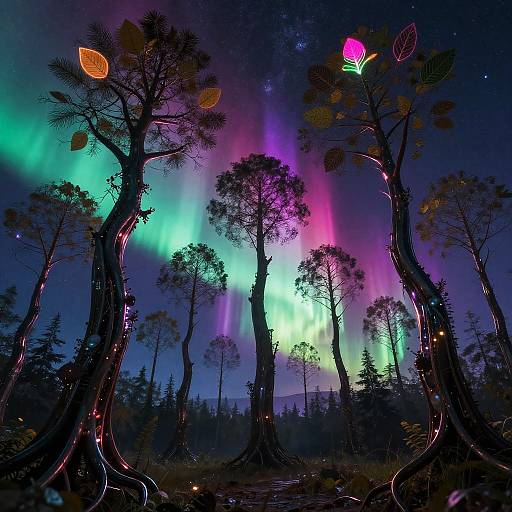 Biomechanical Forest in Neon Galaxy
